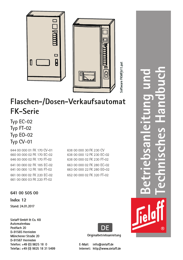 Sielaff FK 185 EC by Flavura: Kaltgetränkeautomat, Getränkeautomat