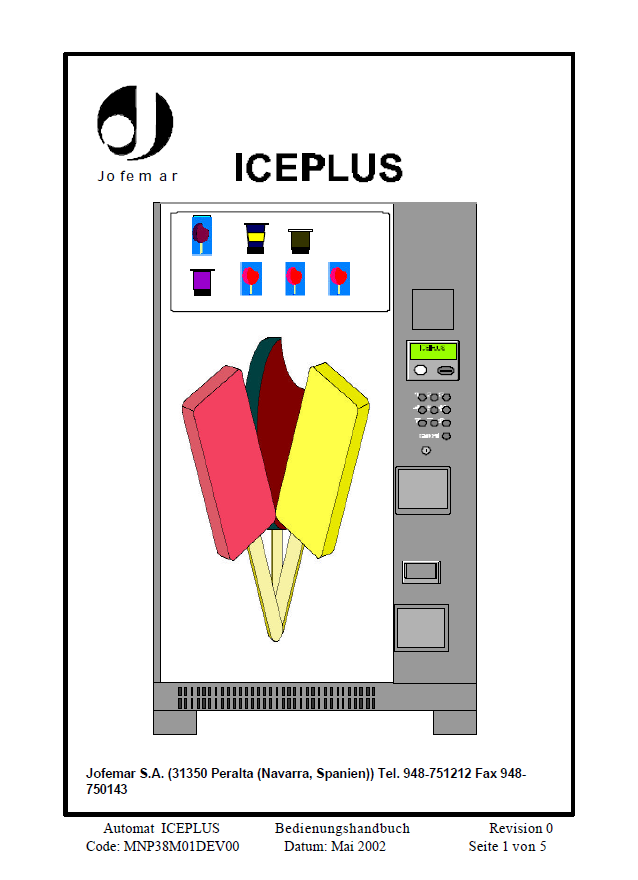 Bild von Bedienungsanleitung: Tiefkühlautomat Iceplus
